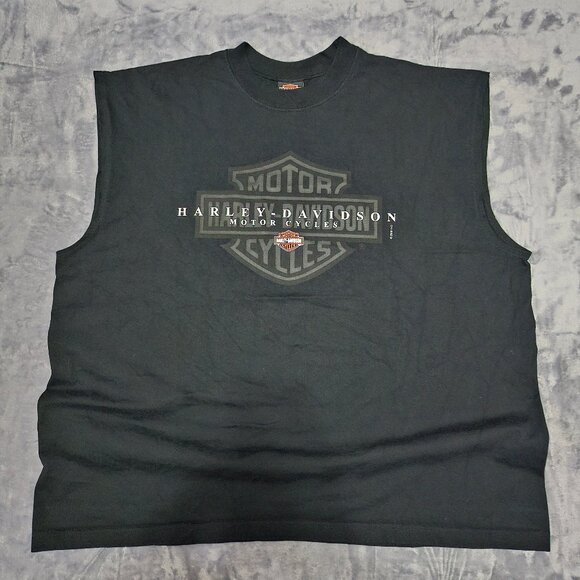 VINTAGE Harley Davidson Men's 2XL Black Motorcycle Tank Top Y2K Edmonton Alberta - Picture 1 of 8